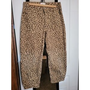 Risen Leopard Print Barrel Jeans